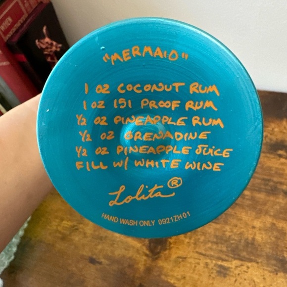 Lolita Mermaid Glass Art with Blue and Red Accents - Picture 2 of 4